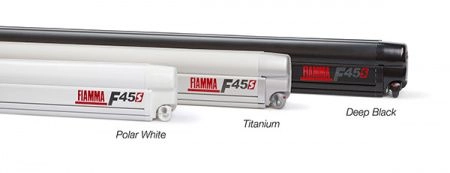 Маркиза Fiamma F45s 3.75м, настенная, корпус белый, полотно серое, артикул 06280S01R